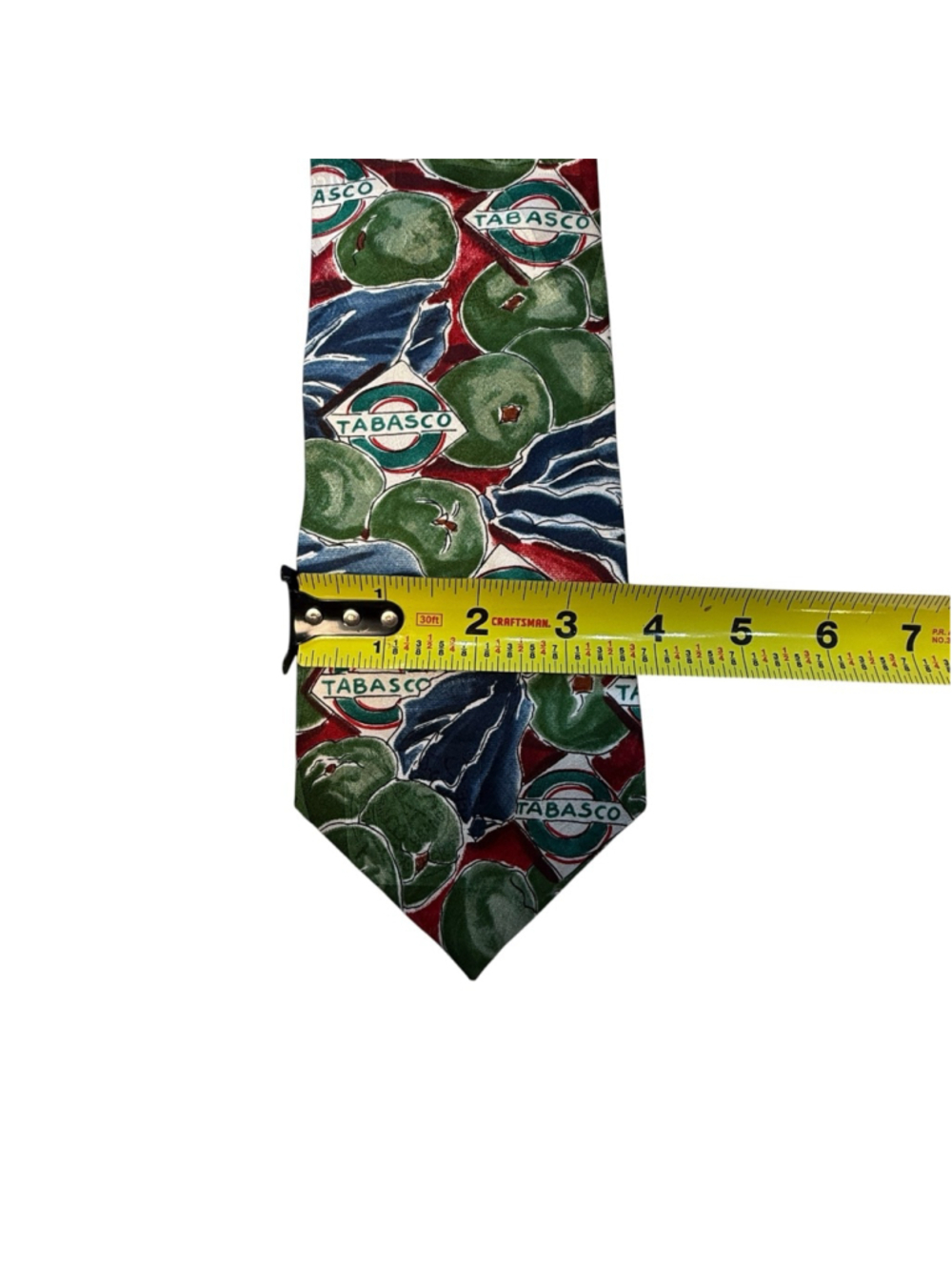 Tabasco Hot Pepper Sauce Novelty Necktie Green Pepper Print Silk Tie - Picture 3 of 5